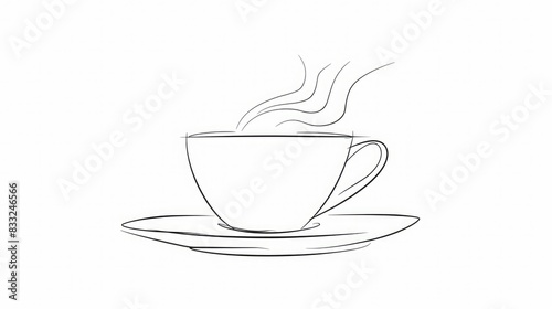 Coffee cup continuous line sketch tea icon cafe sketch drink single art outline mug logo food. Doodle cup line abstract background breakfast steam morning coffee design symbol.