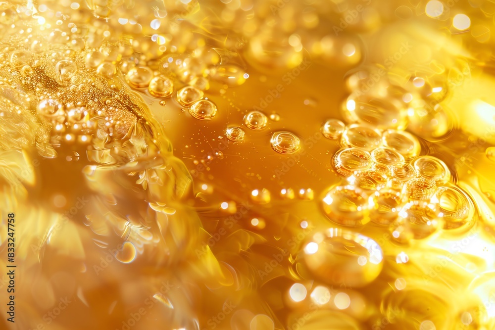 Vertical oil flow, golden hue, sharp focus on bubbles, detailed and intricate texture Vertical oil flow, golden hue, sharp focus on bubbles, detailed and intricate texture