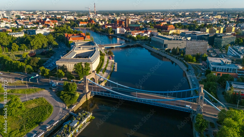 Obraz premium aerial view of the old city center of Wroclaw in Poland