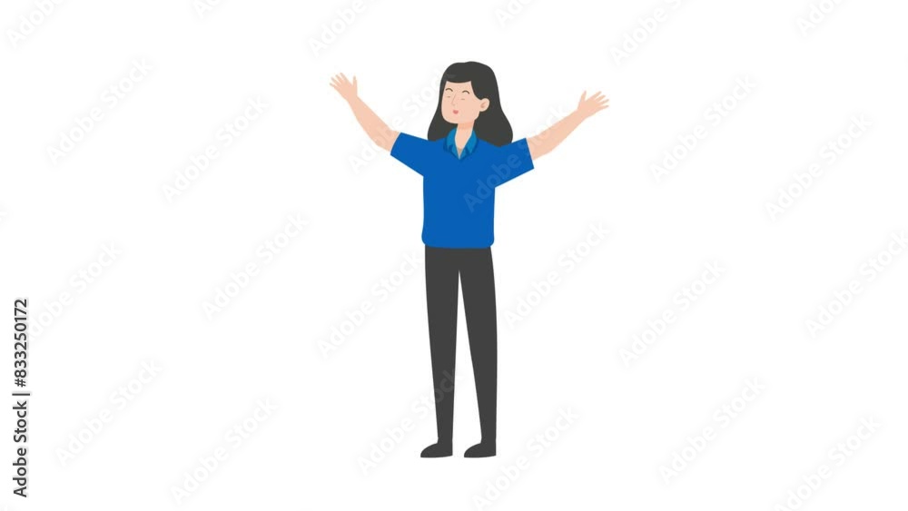 Female manager raising both hands Female manager raising both hands
