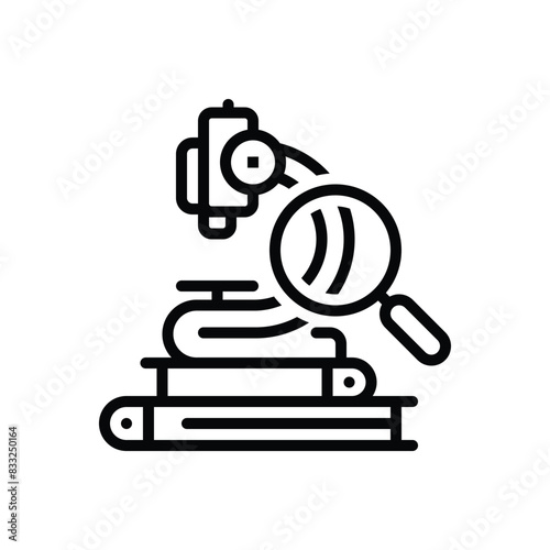 Black line icon for research 