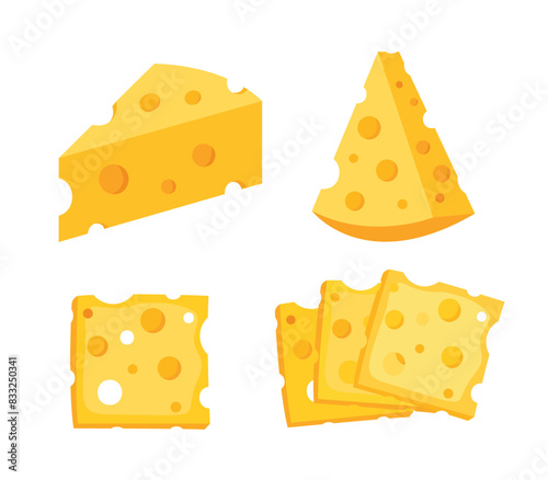cheese parts and slices vector illustration