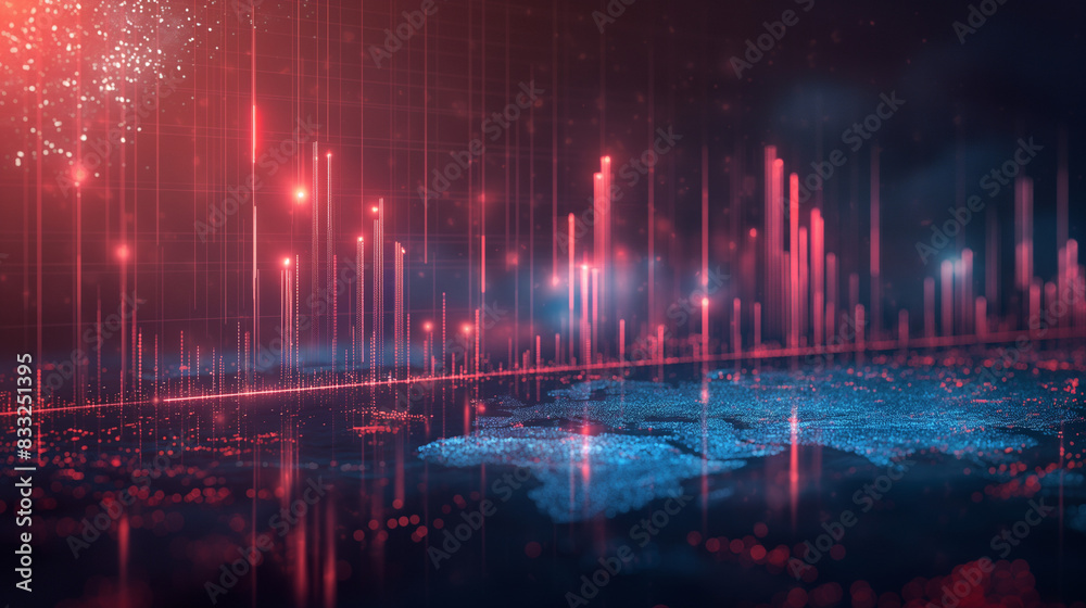 digital representation of a stock market chart. It features vertical bars, resembling candlesticks, with varying heights, indicating fluctuations in stock prices digital representation of a stock market chart. It features vertical bars, resembling candlesticks, with varying heights, indicating fluctuations in stock prices