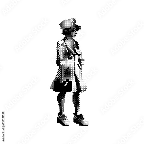 Nurse With Bag Dithering Bitmap Vector