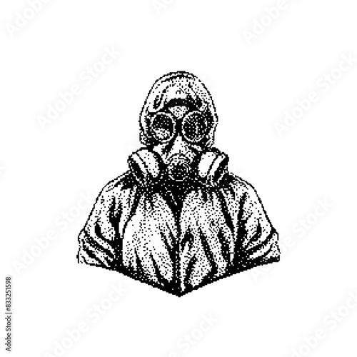 Doctor In Respirator Dithering Bitmap Vector