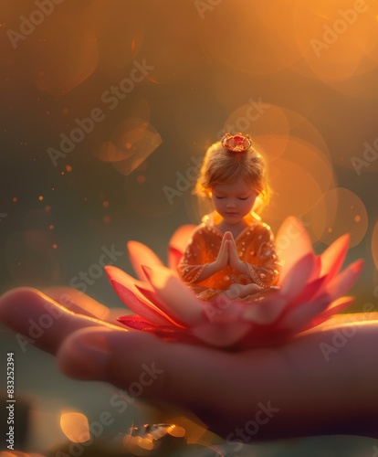 Little girl in a lotus flower AI.