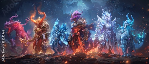 Diverse heroes with unique abilities and weapons prepare for an intense tower defense showdown. photo