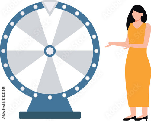 Girl showing spin wheel.