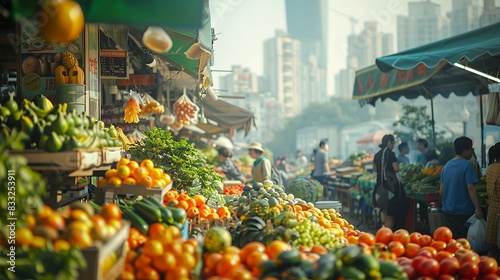 Fresh Healthy Greens Vegetables at Farmers Market Stall