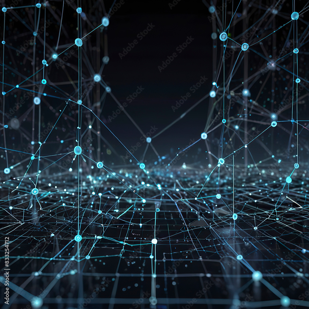Obraz premium Powered Data Analytics, showcasing a network of interconnected nodes processing vast amounts of data.