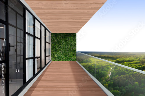 A top Jungle view from a high-rise luxury apartment. 3D look.