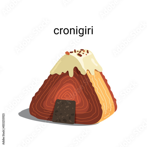 Cronigiri or onigiri croissant. Vector illustration