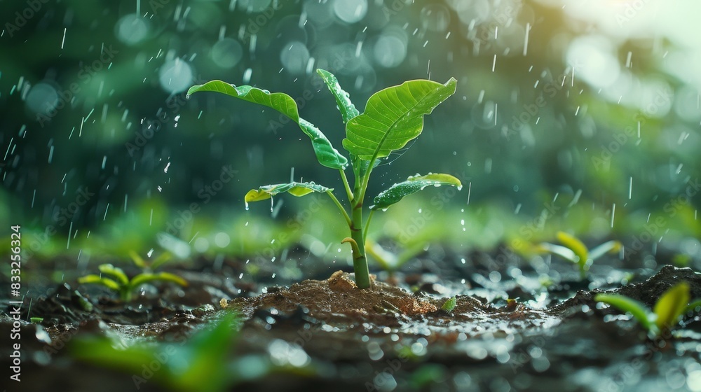 Resilient Growth Symbolism: Evading Rain - Conceptual Marketing Image of Banana Plant Resilient Growth Symbolism: Evading Rain - Conceptual Marketing Image of Banana Plant