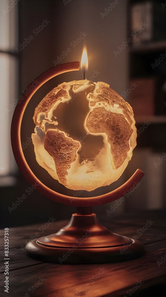 globe Fire Flame on the table Generative ai globe Fire Flame on the table Generative ai