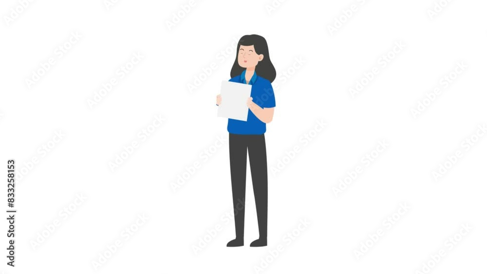Female manager holding a sign Female manager holding a sign
