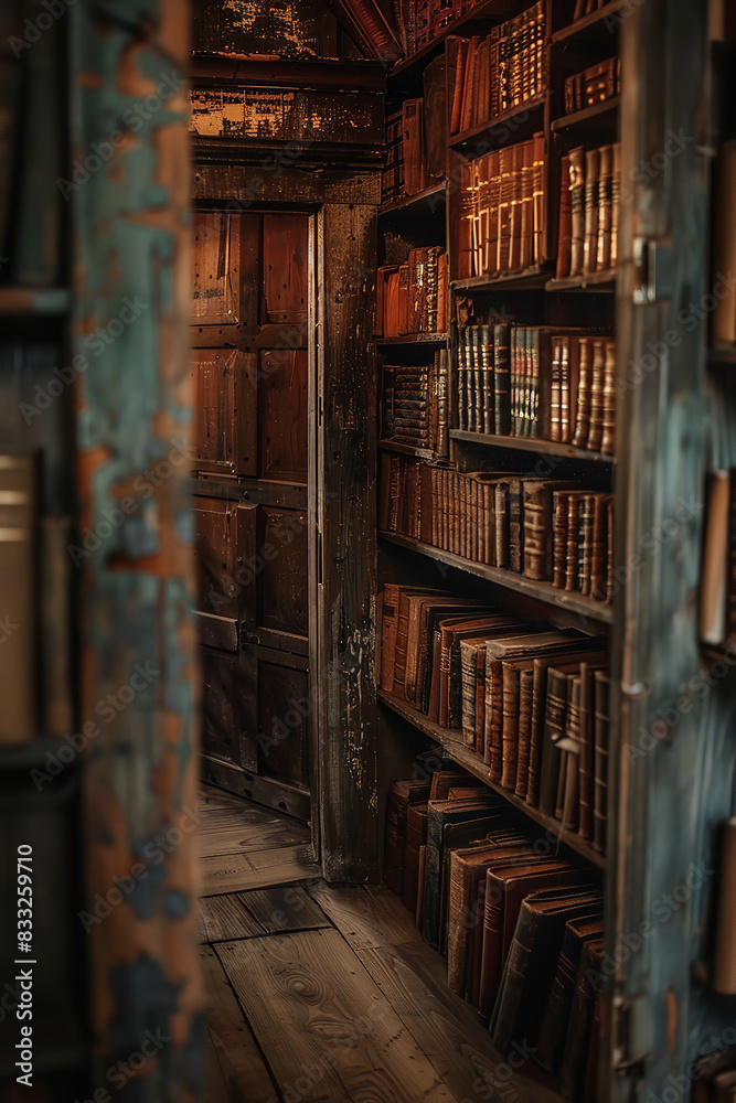 Discovery of Secret Room in Ancient Library Among Vintage Books Discovery of Secret Room in Ancient Library Among Vintage Books