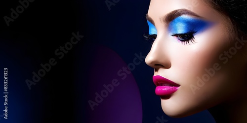 side view portrait of a woman with vibrant colored lips and eye shadow