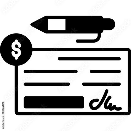 Cheque Vector icon in the glyph style 