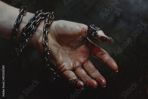 Illustration of man in chains  photo