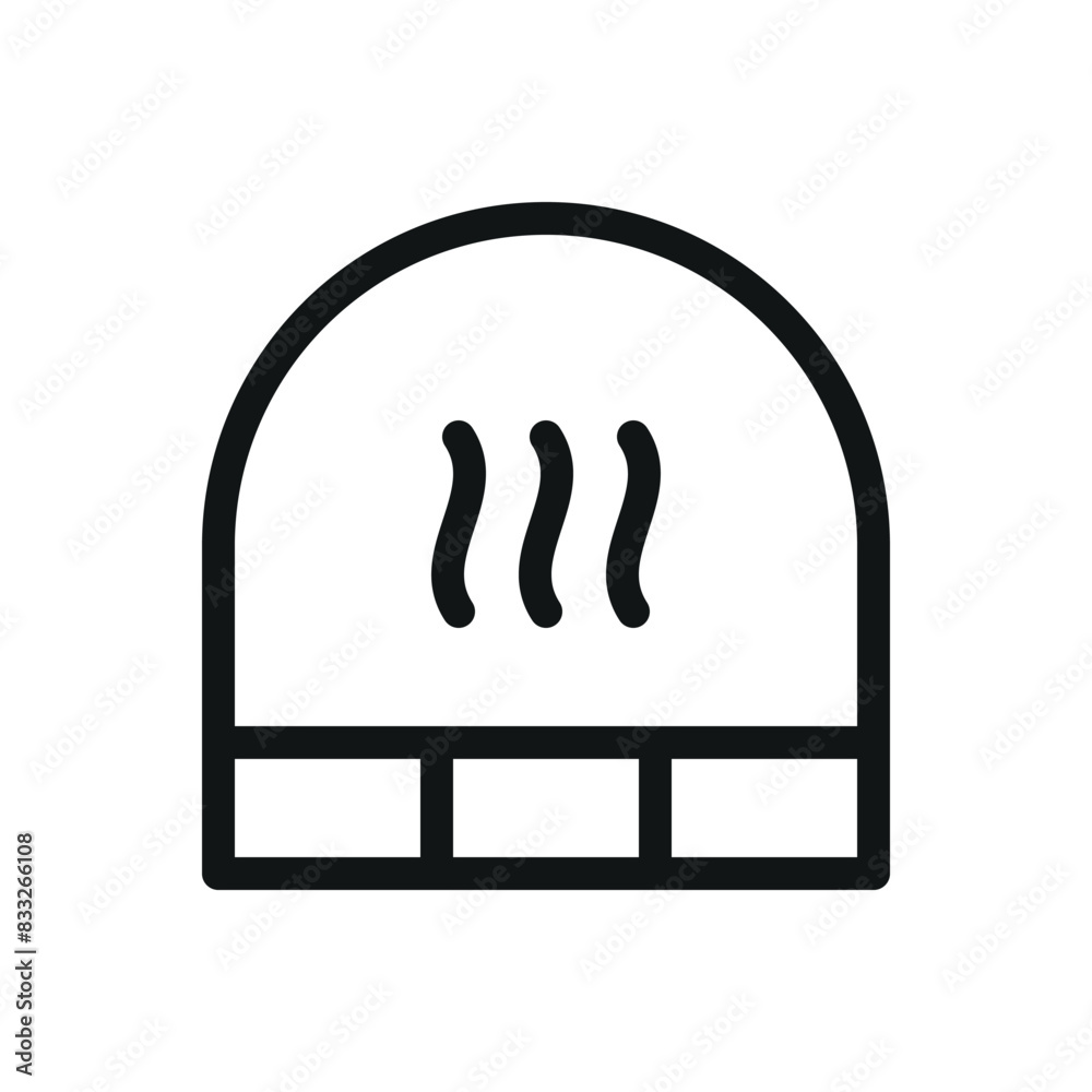 Brick wood stove isolated icon, stone wood-burning oven vector symbol with editable stroke