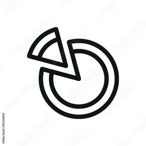 Pie isolated icon, homemade sliced pie cake top view vector symbol with editable stroke