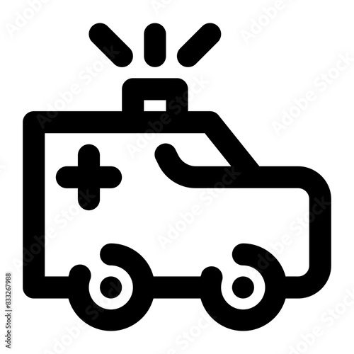 ambulance car minibus emergency line medical and hospital icon