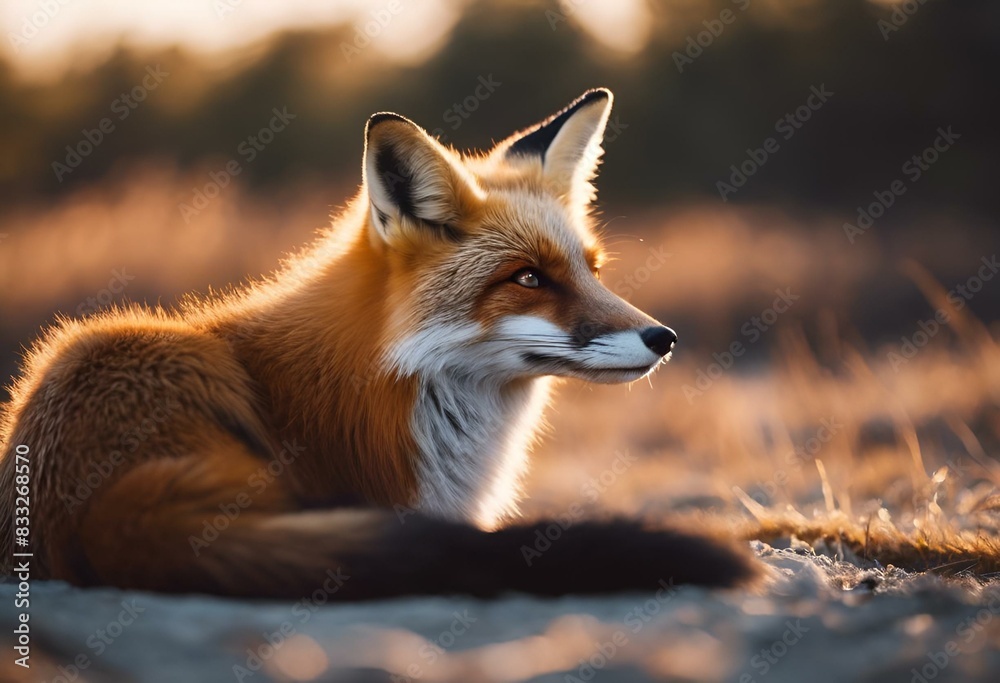 Naklejka premium AI generated illustration of a brown-furred fox seated in the earth