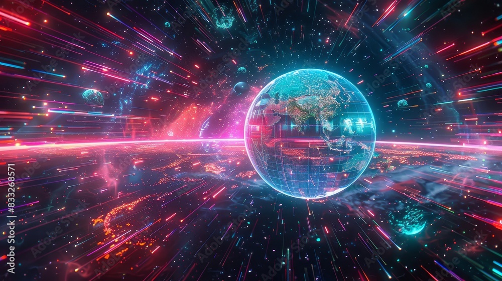 Obraz premium Metaverse digital world cyber space background