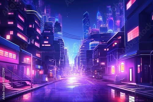 Futuristic city street architecture metropolis.