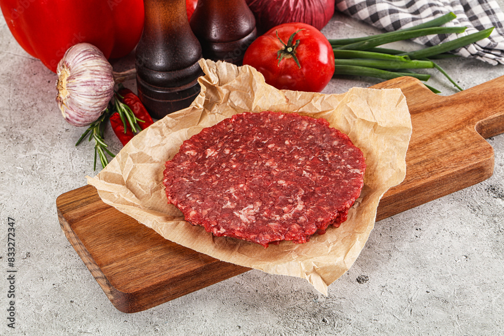 Raw beef burger cutlet minced meat Raw beef burger cutlet minced meat