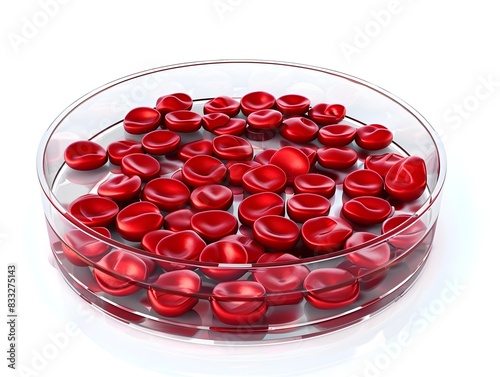 of Red Cells in a Petri Dish Organized Sample in a Laboratory Setting photo
