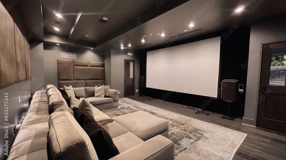 The basement turned into a home theater with a large screen, plush seating, and surround sound for an immersive movie experience. The basement turned into a home theater with a large screen, plush seating, and surround sound for an immersive movie experience.