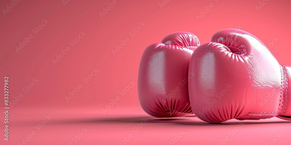 pair of pink female boxing gloves for gym and ring training and fitness exercise activity and girls women power concepts banner and isolated on clean, Generative AI