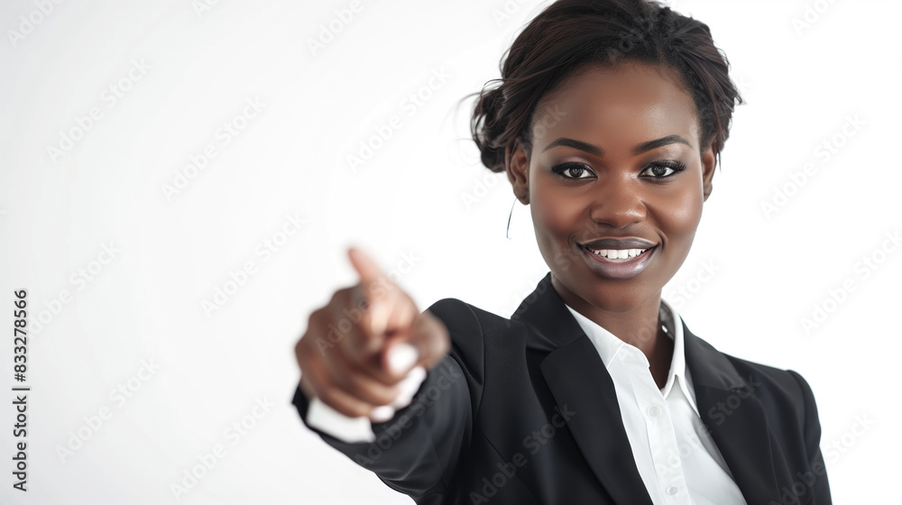 African corporate woman pointing at a colleague's laptop African corporate woman pointing at a colleague's laptop