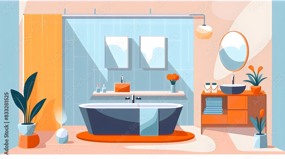 Bright Modern Bathroom with Freestanding Tub and Plants Bright Modern Bathroom with Freestanding Tub and Plants