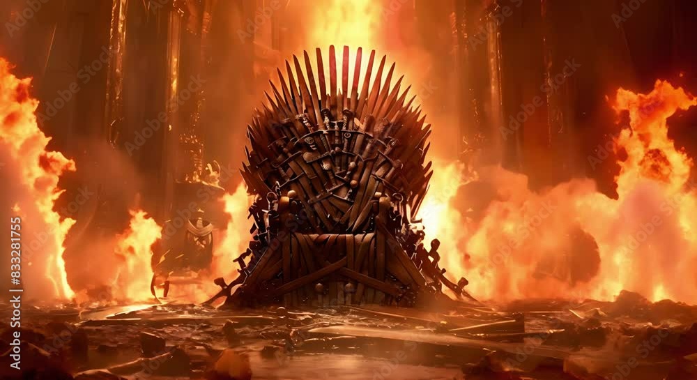 Medieval iron throne made of weapons with dark knights game background. Concept Dark Knights, Medieval Weapons, Iron Throne, Game Background, Fantasy Décor