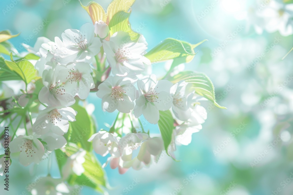 Blooming White Flowers in Springtime Light