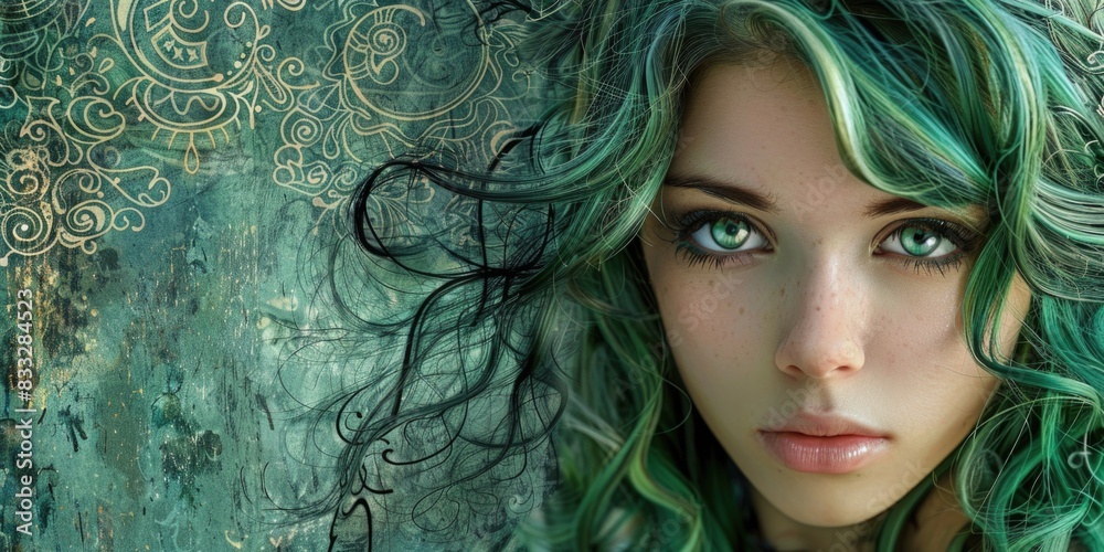 Woman with flowing hair in wind Woman with flowing hair in wind