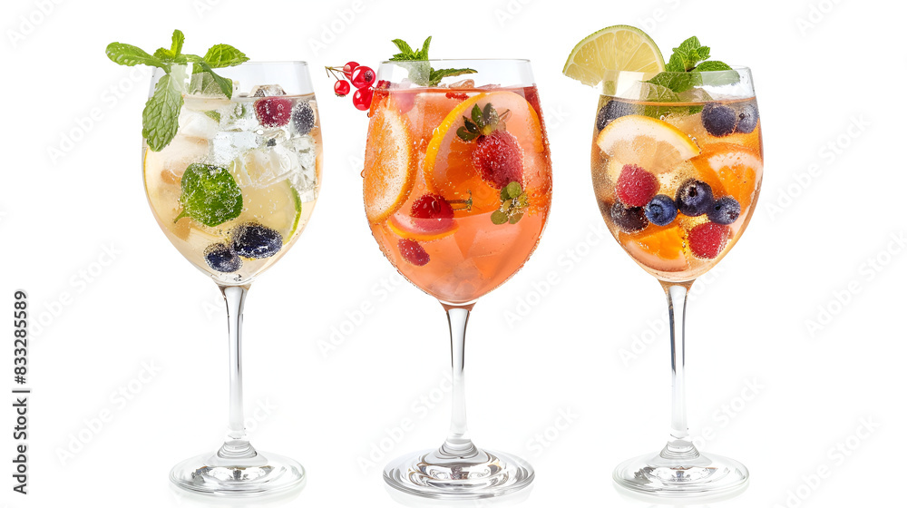 Alcohol cocktail with mint, fruits and berries on a white background. Set of cocktails in glass goblets on a long stem. Isolated,Alcoholic and non-alcoholic refreshing cocktails with mint
Alcohol cocktail with mint, fruits and berries on a white background. Set of cocktails in glass goblets on a long stem. Isolated,Alcoholic and non-alcoholic refreshing cocktails with mint