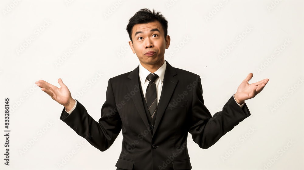 Chinese corporate man gesturing with his hands Chinese corporate man gesturing with his hands
