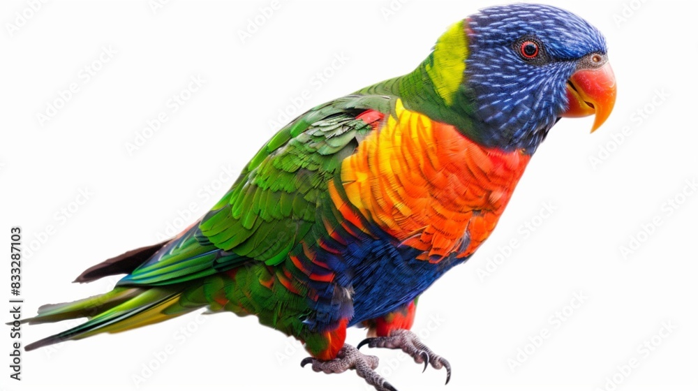 A colorful rainbow lorikeet, its vibrant feathers standing out against a transparent background, captured in breathtaking high definition. 