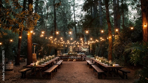 Surrounded by the natural beauty of the woods and illuminated by soft lights © Lamina