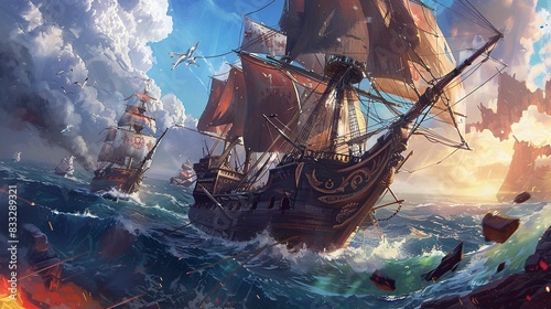 Join a crew of daring pirates in a MOBA where players compete in epic ship-to-ship battles for control of the legendary Treasure Isles. Navigate treacherous waters, unleash powerful cannon barrages, photo