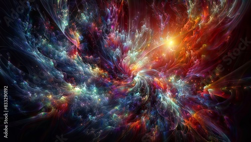 Wallpaper Mural Dive into a mesmerizing digital art landscape, where vibrant, swirling colors and ethereal light effects create an otherworldly experience. Torontodigital.ca