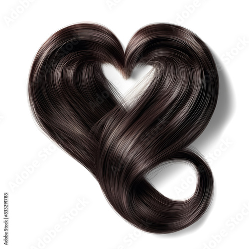 Heart-Shaped Brown Hair Isolated on White Background
