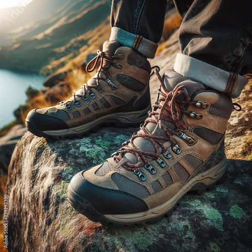 Mountaineer boots on a rock