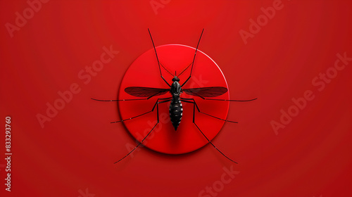 Anti mosquito logo sign on red background realistic
