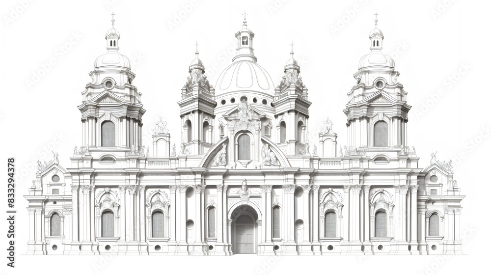 Detailed Architectural Drawing of a Grand Cathedral Detailed Architectural Drawing of a Grand Cathedral
