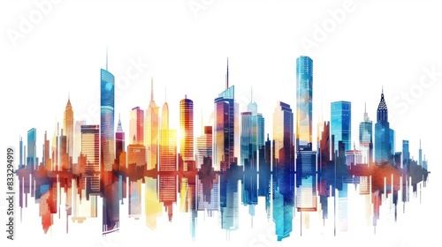 Modern City illustration isolated at white