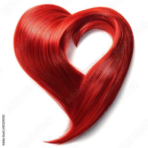 Heart-Shaped Red Hair Isolated on White Background